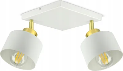 Produktbild von LUXOLAR Led Deckenleuchte 2-flammig - Deckenlampe Schwenkbar Weiß-Gold E27 60W - Hängelampe für Wohnzimmer, Küchen