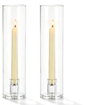 2er-Set Glaskerzenhalter für Stabkerzen, Windlicht, 7,4 x 30 cm