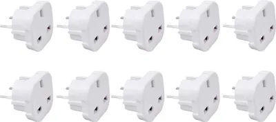 Produktbild von 10 x Adapter UK zu DE / GB zu EU / England auf Deutschland Europa Reiseadapter Weiß