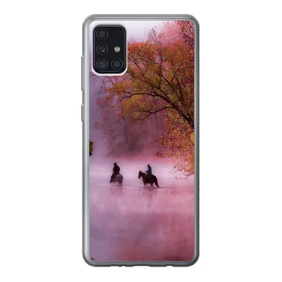 Produktbild von MuchoWow® Handyhülle Schutzhülle Hülle für Samsung Galaxy A52 5G Pferde - Nebel - Wald Silikon Softcase Handy Hülle - Umschlag