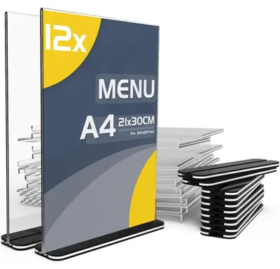 Image de Elzusha - Lot de 12 supports de table A4 recto-verso en acrylique transparent