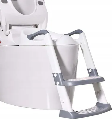Produktbild von Primabobo® Toilettensitz Kinder mit Treppe Trittleiter Toilettenaufsatz für Kinder Stabilen Rutschfester Tritt, weiß und grau