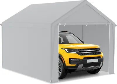 Obrázek produktu pro UISEBRT 3x4m velký stan na garáž - přístřešek na garáž a skladovací stan s PE střechou pro auto, SUV, nákladní auto, loď - šedý