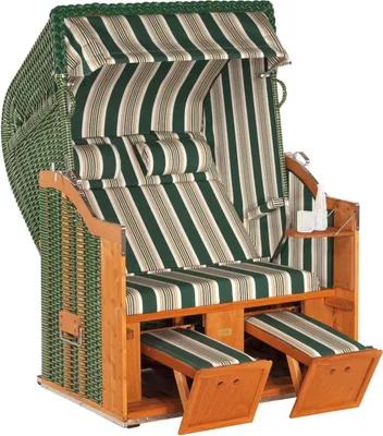 Produktbild von Sonnenpartner Classic 2-Sitzer Strandkorb Halbliegemodell Ostsee grün/beige