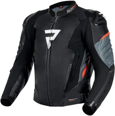 Produktbild von Rebelhorn Veloce Motorrad Lederjacke, schwarz/grau/rot, 50