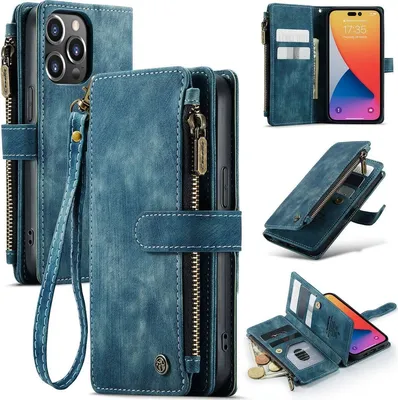 Produktbild von Caseme C30 iPhone 14 Pro Hülle Klapphülle Geldbörse - Blau