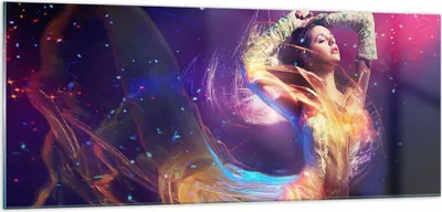 Produktbild von Bilder auf glas - Schönheit Disco Mode Make-up - 100x40cm - Glasbilder - Wandbilder - Kunstdruck - zum Aufhängen bereit - Wanddekoration aus Glas - Glas Bilder - Wandbild auf Glas - GAB100x40-2143
