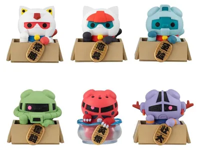 Image de Mobile Suit Gundam Mega Cat Project Sammelfiguren Cats Luckycat 6 cm Blind Box Sortiment (6) (avec cadeau)