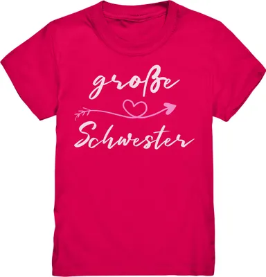 Produktbild von Große Schwester T-Shirt Herz Große Schwester Geschenk – Sorbet / 122/128 (7-8)