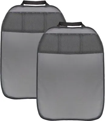 Obrázek produktu pro 2 kusy v šedé barvě Chránič opěradla Chránič sedadla Chránič opěradla Chránič zadního sedadla Syntetická kůže se 3 kapsami