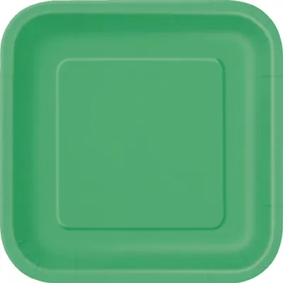 Produktbild von Pappteller Uni Quadratisch 23cm/14Stk. Grün