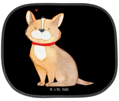 Produktbild von Mr. & Mrs. Panda Sonnenschutz Auto Hund Glück - Schwarz - Geschenk, fenster, für Autoscheiben, Sonnenblende, Herz, Süß, Sprüche, Corgie, Spruch