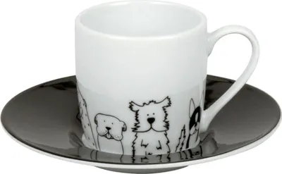 Obrázek produktu pro Könitz Funny Dogs Espresso Set, 2 ks, šálek na espresso, hrnek, podšálek, porcelán, psi, 85 ml, 11 5 053 2076