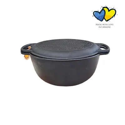 Obrázok produktu pre Liatinová holandská rúra - 6 litrov - Varenie vonku - Pomalé varenie - Grilovacia panvica - Dusenie - Čierna