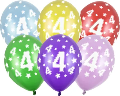Produktbild von Luftballons 30cm, 4. Geburtstag, Metallic Mix (1 Packung / 6 Stück)