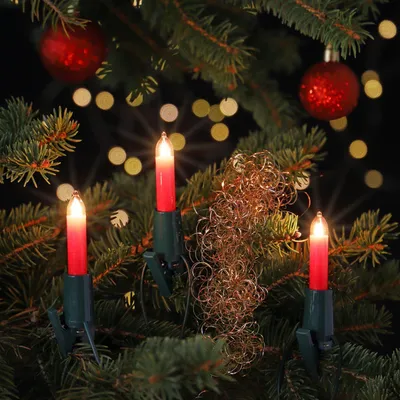 Produktbild von NARVA Kerzen Lichterkette warmweiß 20 Schaftkerzen rot Christbaumbeleuchtung innen