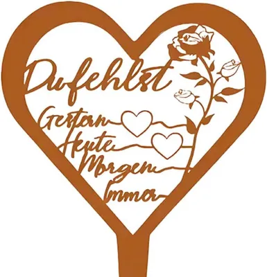 Imagen del producto de Decoración para lápidas en forma de corazón, hierro, resistente a la intemperie, 1 unidad, para cementerio