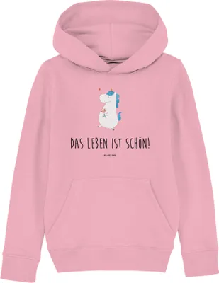 Produktbild von Mr. & Mrs. Panda Kinderpulli Einhorn Spaziergang 7-8 Jahre (122/128) - Baumwolle Pink - Geschenk, Sweater, Blumen, Kapuzenpulli, Einhörner, Kapuzenpullover, Pullover, Hoodie