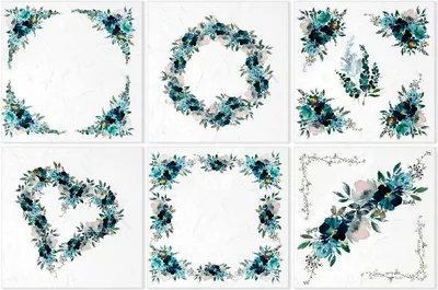 Produktbild von Reispapier-Set, blaue Blumen- ITD 6tlg