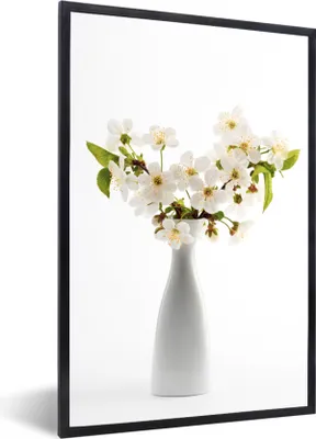 Produktbild von MuchoWow® Gerahmtes Poster Stillleben - Vase - Blumen 60x90 cm - Poster mit Schwarzem Bilderrahmen Wandposter Rahmen Foto Bilder - Kunst