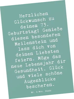 Produktbild von Mr. & Mrs. Panda bildkarte Spruch 73. Geburtstag Meilenstein - Meeresbrise - Geschenk, Dankbarkeit, Postkarten, besondere Momente, einzelkarte, Postkarte, Ansichtskarte