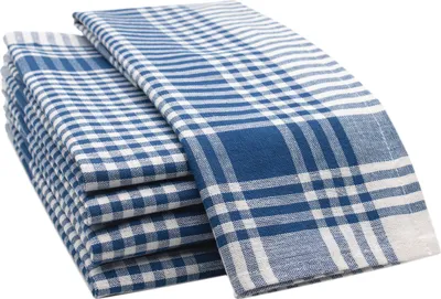 Produktbild von 5er Set Geschirrtücher 100% Baumwolle in 50x70 cm, saugstarke & robuste Küchentücher, blau kariert