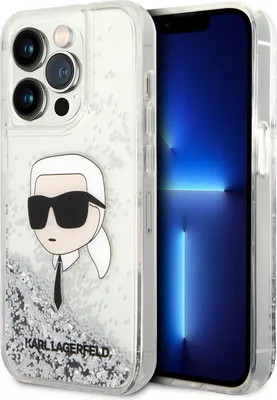 Produktbild von Karl Lagerfeld KLHCP14LLNKHCH iPhone 14 Pro 6.1" Silber/Silber Hardcase Glitter Karl Head Handyhülle