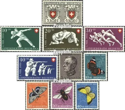 Produktbild von Briefmarken Schweiz 1950 Mi 545-549,550-554 (kompl.Ausg.) Jahrgang 1950 komplett postfrisch Pro Patria