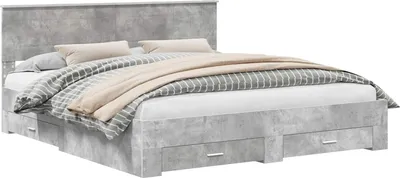 Obrázek produktu pro vidaXL Rám postele s čelem betonově šedý 200 x 200 cm materiál na bázi dřeva
