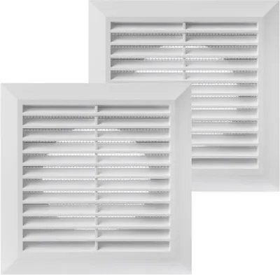 Productafbeelding van Ventilatiedeksel Buitenlucht - Afvoer Ventilatie - Insecten Buiten Houden - Gebogen Lamellen Ontwerp - 100 mm 2 Stuks - Wit