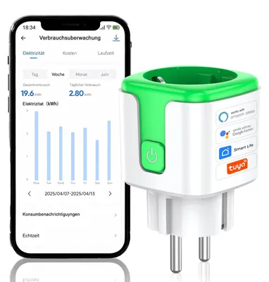 Productafbeelding van Wifi-stopcontact, 16 A, smart wifi-stopcontact met stroommeter en timer