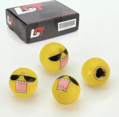 Produktbild von 4x Reifen Ventilkappen Smiley Ärger Sonnenbrille für SUBARU TOYOTA FIAT ALFA