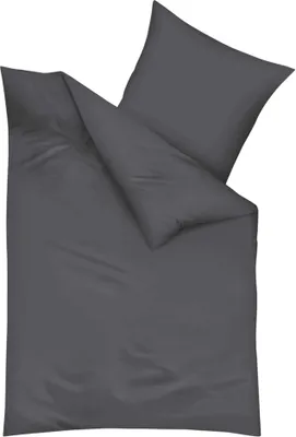 Immagine prodotto di Kaeppel biancheria da letto in biber a tinta unita antracite 135x200 cm + 80x80 cm