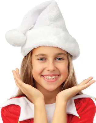 Produktbild von Weihnachtsmütze Weihnachtsmann Kind Weiß-Silber - Einheitsgröße