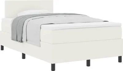 Image de Lit à ressorts avec tête de lit Crème et Blanc 120 x 190 cm