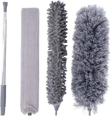 Zdjęcie produktu dla Teleskopowy mop do kurzu - Mop z mikrofibry - Do czyszczenia trudno dostępnych miejsc - Regulowana rączka - 280 cm - Szary