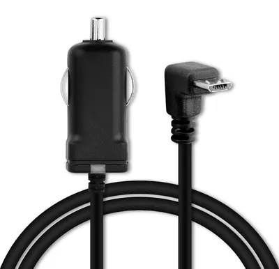 Produktbild von subtel 1A Ersatz KFZ Ladegerät kompatibel mit BMW Navigator 6 GPS Navigation - 12V Zigarettenanzünder Ladekabel Micro-USB 90° Autolader, 1.1m Kabel, 5V Stecker Auto