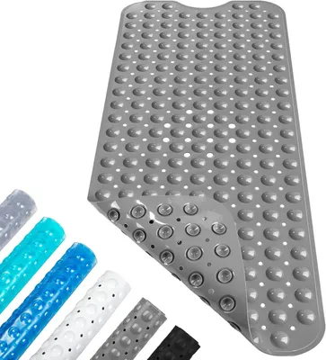 Zdjęcie produktu dla Mata pod prysznic - Antypoślizgowa mata do kąpieli - Bezpieczne korzystanie z prysznica - Można prać w pralce - 100 x 40 cm - Szara