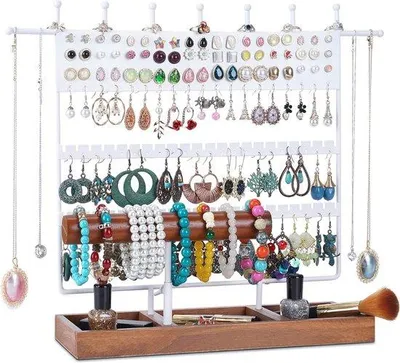 Produktbild von Famanu Ohrringhalter mit Holzdesign - Schmuckorganizer für Ohrringe