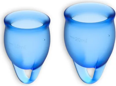 Obrázok produktu pre Satisfyer Pohodlný menštruačný pohár Zestaw 15 ml + 20 ml, tmavomodrý