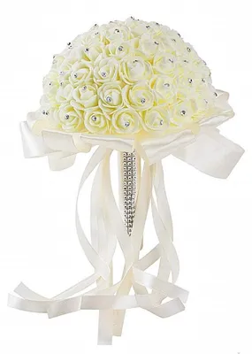 Kunstblumen Brautstrauß Rosen creme 20 cm