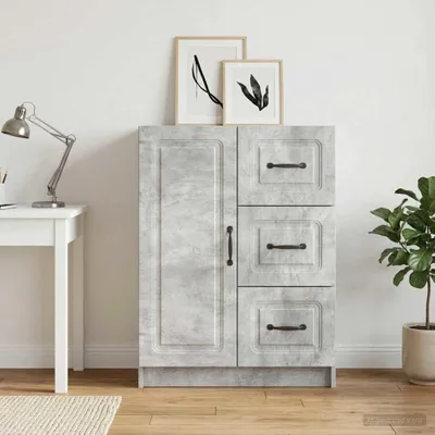 Image de Buffet vidaXL gris béton 66 x 34,5 x 87 cm en aggloméré