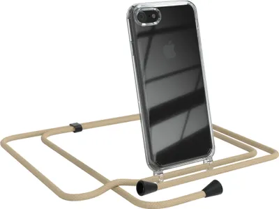 Produktbild von EAZY CASE Handykette kompatibel mit Apple iPhone SE 2020/2022, iPhone 7 / 8, Handyhülle mit Umhängeband, Handykordel, Schutzhülle Clear, Band in Blau