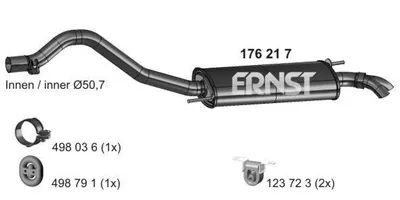Produktbild von ERNST 176217 Endschalldämpfer für VW Transporter IV Bus (70B, 70C, 7DB, 7DK, 70J, 70K, 7DC, 7DJ) Auspuff