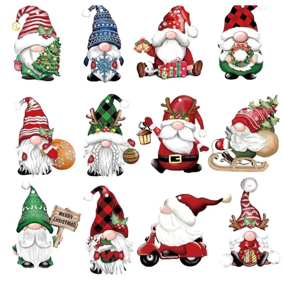 36 Holz-Zwerg-Anhänger, 12 Designs, Weihnachtsbaumdeko