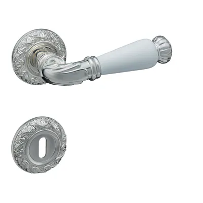 Produktbild von Türgriff Garnitur Keramik Weiß Klassisch Chrom Türdrücker Set Rosette Rund Zamak Innentür BB GR GAVROCHE