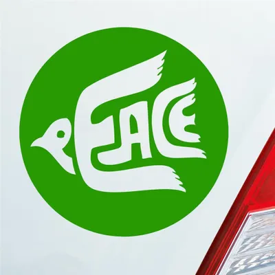 Produktbild von Auto Aufkleber Peace 70s Weltfrieden Taube Frieden 10x10 cm Hellgrün Sticker Heckscheibenaufkleber