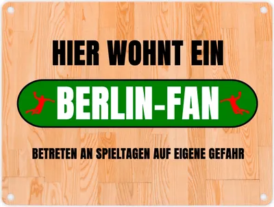 Produktbild von Hier wohnt ein Berlin-Fan Metallschild in 15x20 cm mit Turnhallenboden Motiv