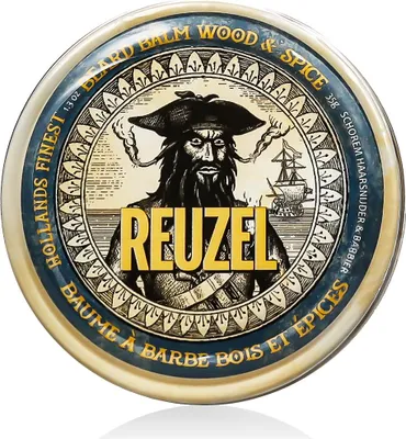 Imagen del producto de Reuzel, aroma Wood & Spice (Madera y Especias), con manteca de karité y aceite de argán, bálsamo para barba, hidratante, 35 g