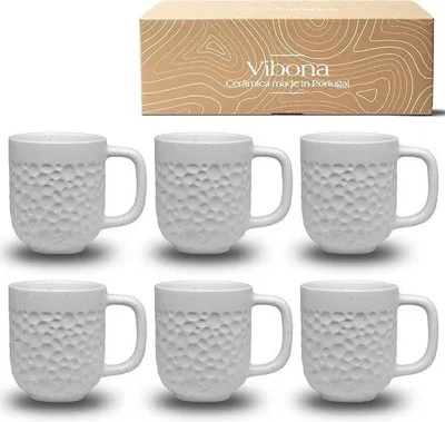 Productafbeelding van Famanu Koffiemokken set van 6 - Mat wit, 380 ml